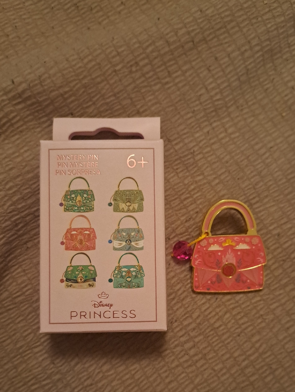 Disney Princess Coral Pink Handbag Enamel Pin with Gem Charm